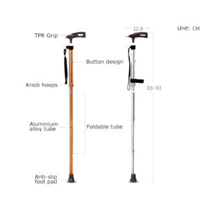 Aluminum alloy walking stick, adjustable length comfortable grip - Image 2