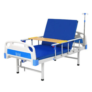 Hospital-grade simple manual nursing bed with safety rails, meal tray and IV pole, home-use rehabilitation bed for elderly or paralysed patients - Image 2