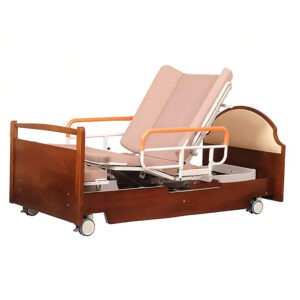 Electric height-adjustable rotating bed Wooden full-curve turning nursing bed - Image 2