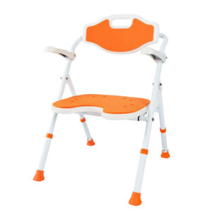 Folding bath chair for nursing homes, home use with drain hole and non-slip seat - Image 1
