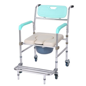 Indoor rollable toilet chair, bedridden patient bedside toilet stool - Image 2
