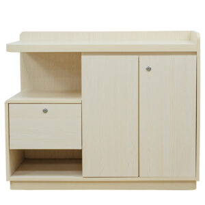 Eco-friendly solid wood bedside cabinet with lockable drawer + multi-tier compartments, bedside storage cabinet - Image 1