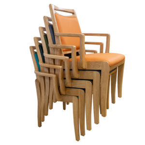 Japanese-style nursing chair, stackable solid wood chair with comfortable padded backrest - Image 5