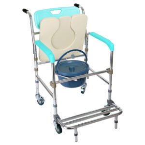 Indoor rollable toilet chair, bedridden patient bedside toilet stool - Image 3