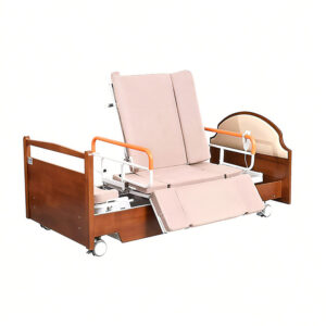 Electric height-adjustable rotating bed Wooden full-curve turning nursing bed - Image 1