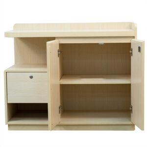 Eco-friendly solid wood bedside cabinet with lockable drawer + multi-tier compartments, bedside storage cabinet - Image 2