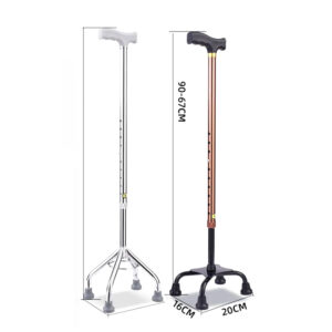 Four-legged base walking stick, anti-slip & wear-resistant, adjustable length - Image 2