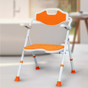 Folding bath chair for nursing homes, home use with drain hole and non-slip seat - Image 2
