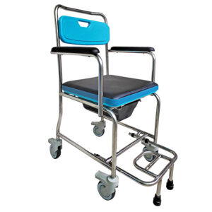 Stainless steel shower chair with PU waterproof cushion, suitable for nursing homes and home bathrooms - Image 1