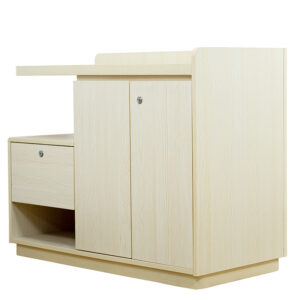 Eco-friendly solid wood bedside cabinet with lockable drawer + multi-tier compartments, bedside storage cabinet - Image 3