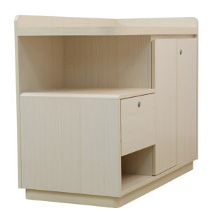Eco-friendly solid wood bedside cabinet with lockable drawer + multi-tier compartments, bedside storage cabinet - Image 4
