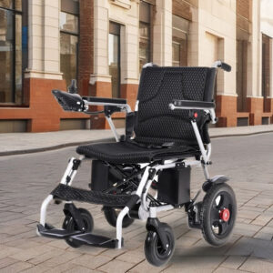 Fully ventilated mesh electric wheelchair lightweight folding design dual battery range - Image 3