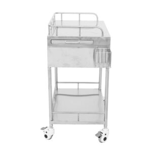 護理院常用不鏽鋼推車，配備醫療級靜音輪與抽屜儲物空間：圖片 4