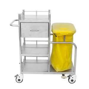 Heavy-duty stainless steel waste cart with pu morning cleaning trash bin - Image 1