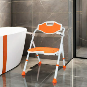 Folding bath chair for nursing homes, home use with drain hole and non-slip seat - Image 4