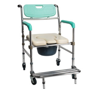 Indoor rollable toilet chair, bedridden patient bedside toilet stool - Image 1