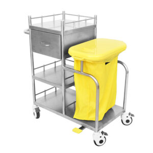 Heavy-duty stainless steel waste cart with pu morning cleaning trash bin - Image 3