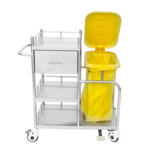 Heavy-duty stainless steel waste cart with pu morning cleaning trash bin - Image 4