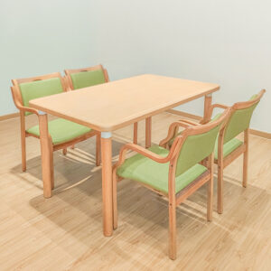 Senior friendly rounded corner long table, nordic style solid wood dining table - Image 1