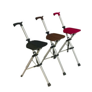 High strength steel tube cane chair | one touch folding walking stick stool - Image 4