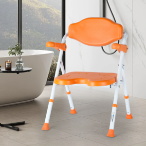 Folding bath chair suitable for nursing homes, home-use model with drainage hole and non-slip seat cushion - Image 2