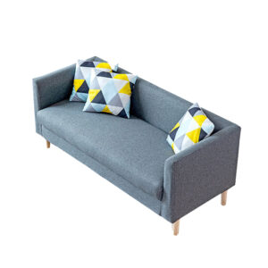 Nordic-style grey fabric sofa, solid wood legs, multi-seater, pillow living room furniture - Image 4