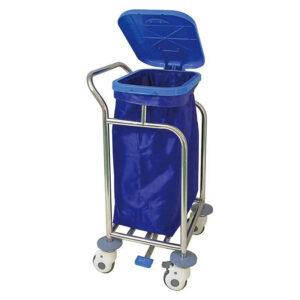 加厚不鏽鋼污物車 腳踏開蓋布袋車 醫院護理垃圾收納推車：圖片 1