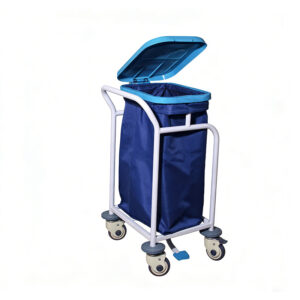 加厚不鏽鋼污物車 腳踏開蓋布袋車 醫院護理垃圾收納推車：圖片 2